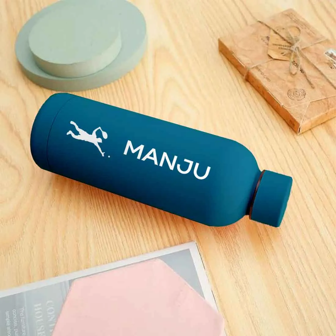 Bottle with Name Stainless Steel Double Insulated Water Bottles for Travel Office Gym Home - BPA Free, Leakproof