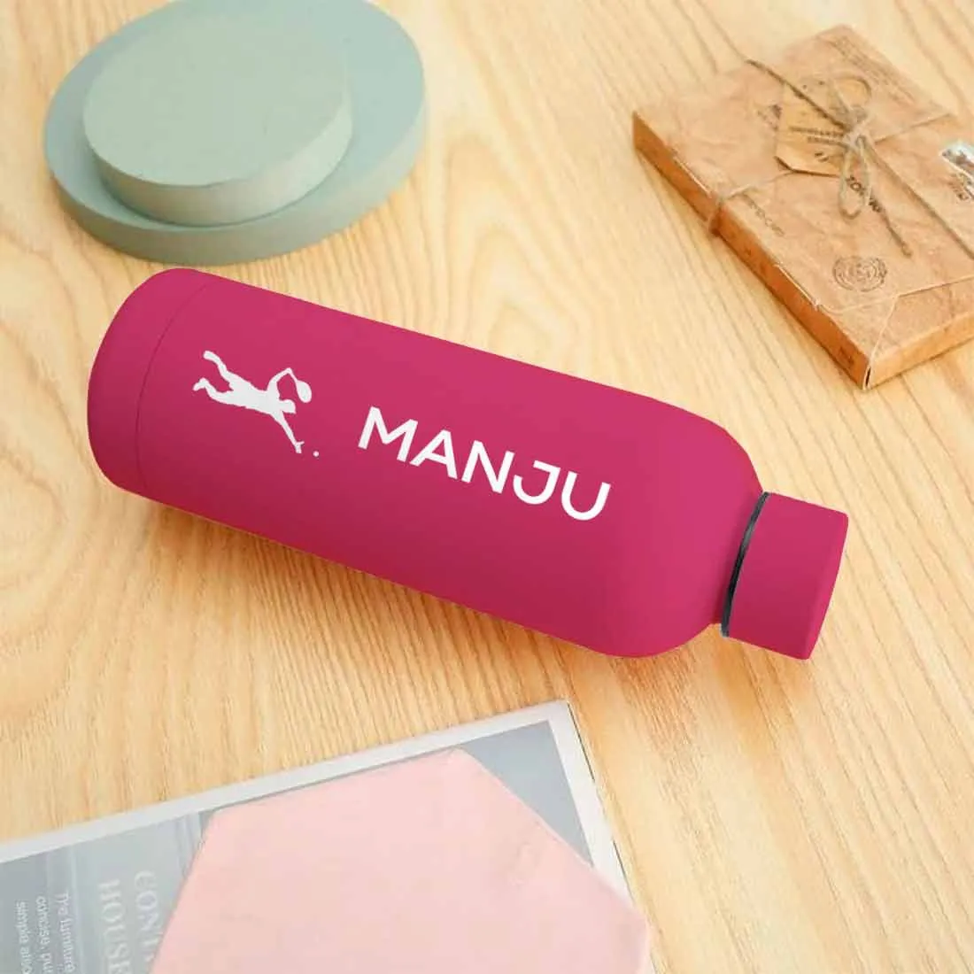 Bottle with Name Stainless Steel Double Insulated Water Bottles for Travel Office Gym Home - BPA Free, Leakproof