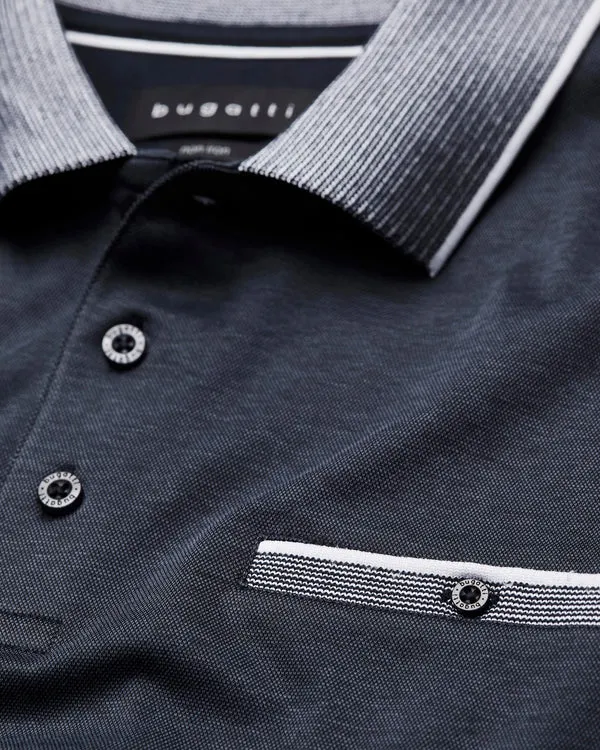 BUGATTI Bugatti Tipped Collar Polo Shirt - Navy Blue