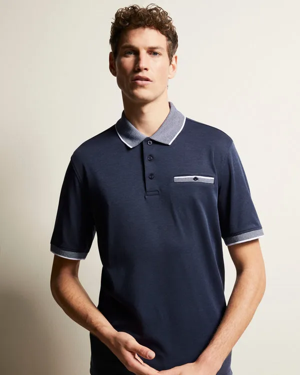BUGATTI Bugatti Tipped Collar Polo Shirt - Navy Blue