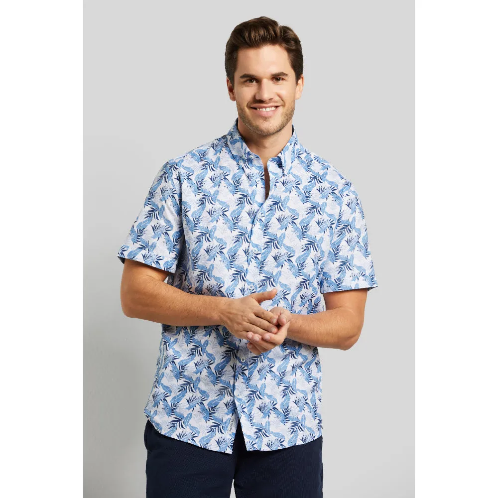 Bugatti Men's Short-sleeved Shirt  With all-over Floral Print