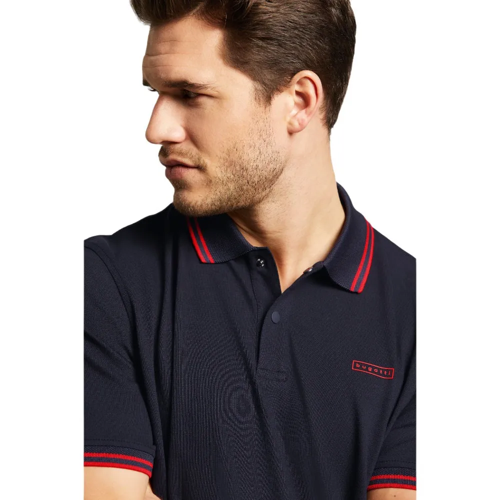 Bugatti Polo Shirt With Sporty Contrasting Stripes