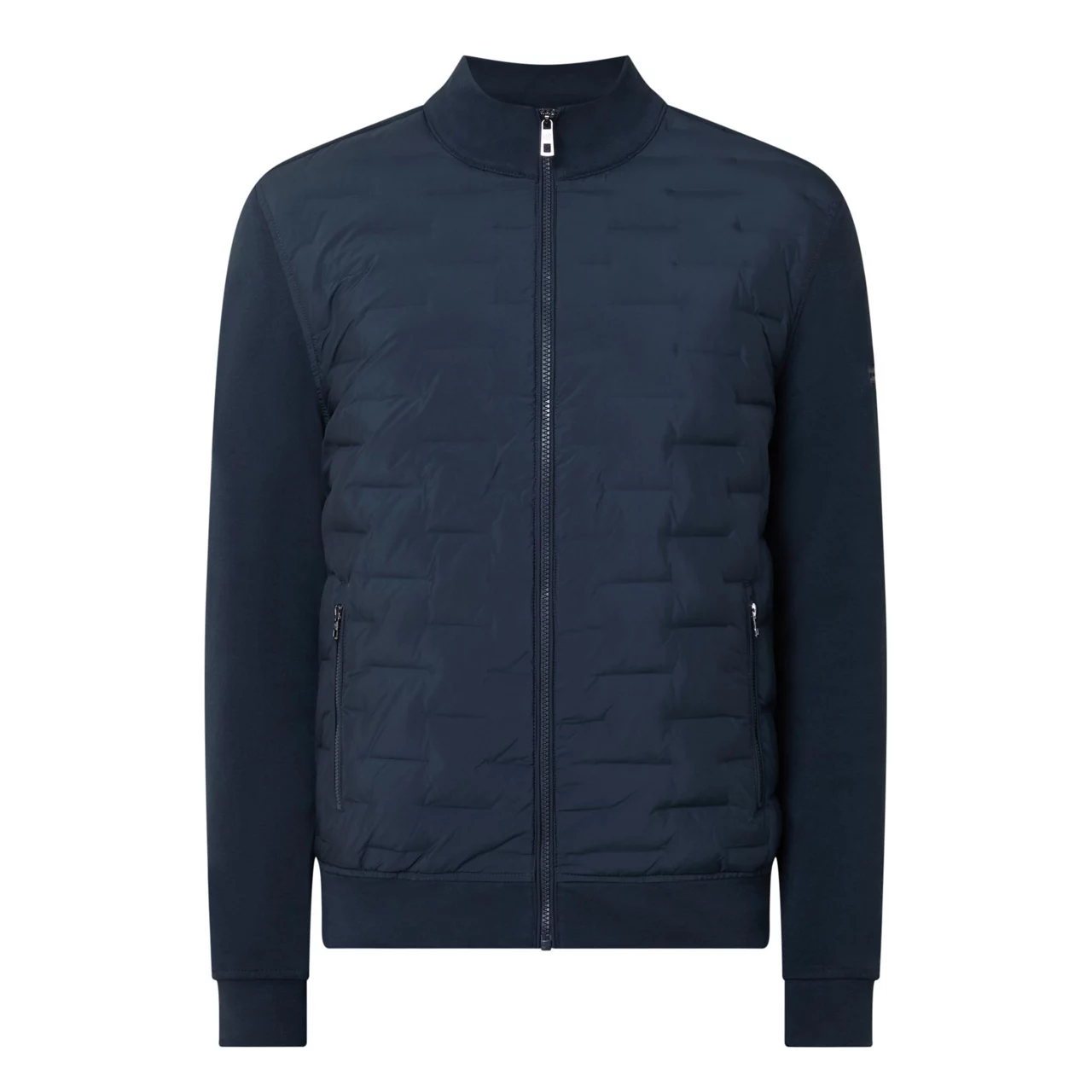 BUGATTI Quilted Hybrid Zip-Through Sweatshirt - Navy
